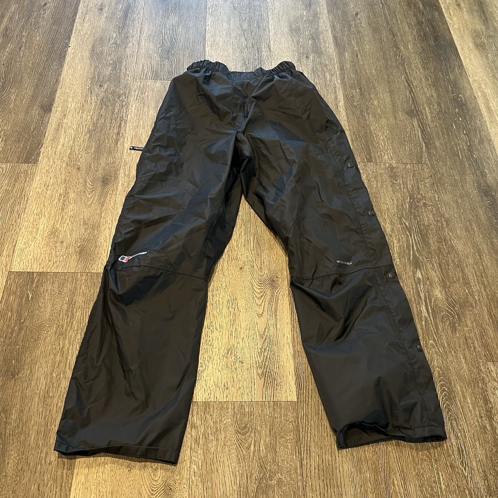 Berghaus Trousers Mens Small Black Hydroshell Rain Overtrousers Hiking Walking